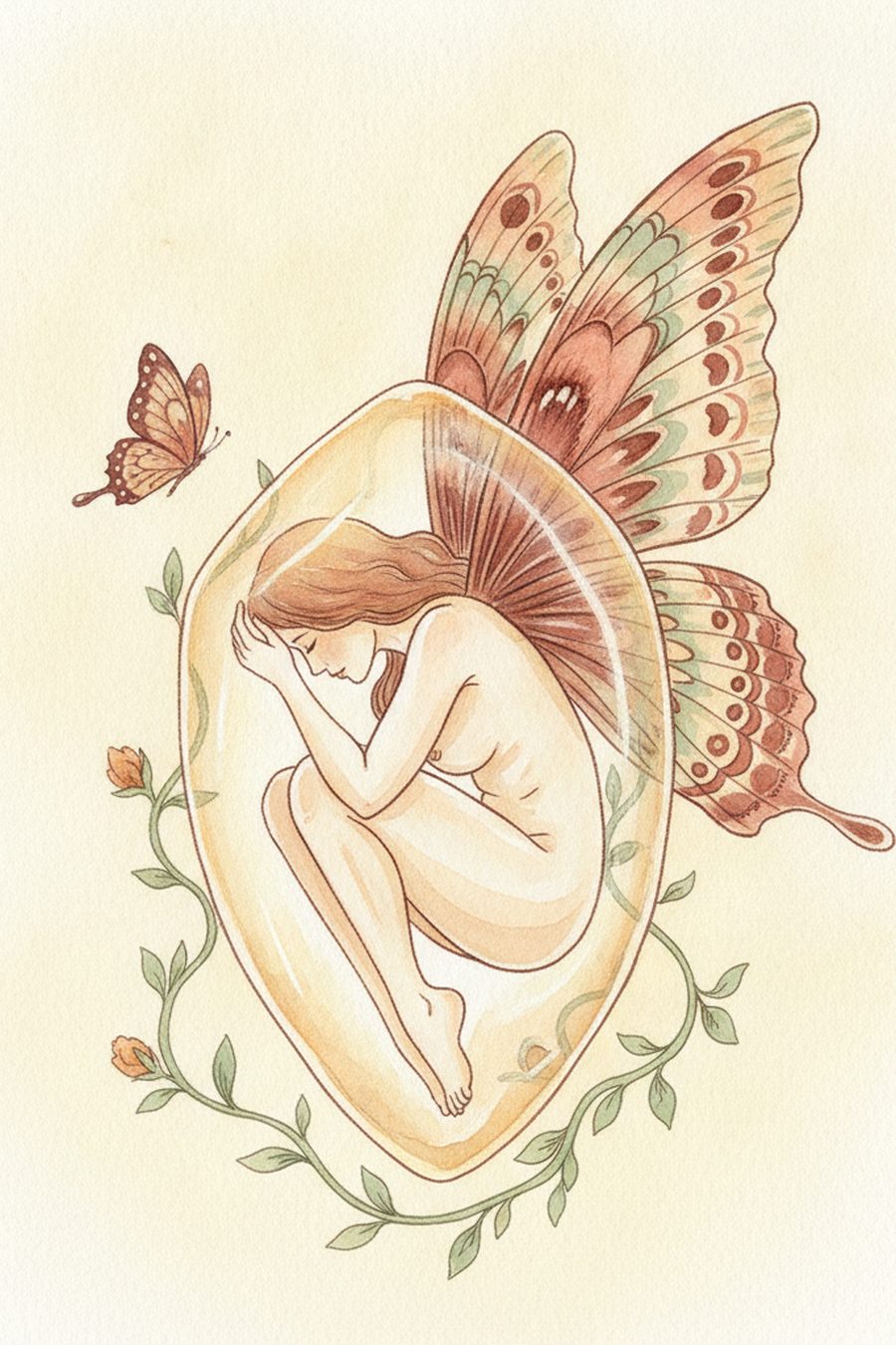Carta do oráculo: Metamorfose — casulo e borboleta